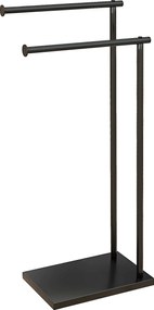 HOMCOM Suport Prosoape cu 2 Brațe, Suport Baie din Metal, 35,5x20x78 cm, Negru | Aosom Romania