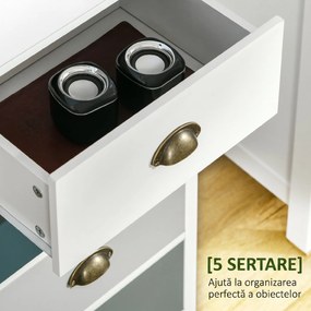 HOMCOM Comodă pentru Dormitor cu 5 Sertare Colorate, cu Mânere Metalice,  45x30x95.4 cm, Multicolor | Aosom Romania