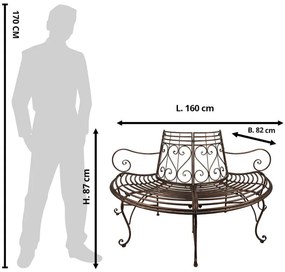 Banca de gradina, maro, din metal, aspect vintage
