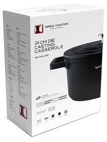 Oala marmorata 24 cm, Imperial Collection IM-CASL24M, 4.3l, negru Negru