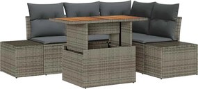 vidaXL Set de canapele pentru grădină 5 pcs Gri Rattan poli