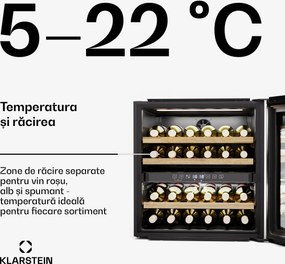 Klarstein Frigider pentru vinuri Rhone 36 Duo, 36 sticle, Control LED, push-to-open, silențios