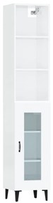 Dulap inalt, alb extralucios, 34,5x34x180 cm, lemn prelucrat 1, Alb foarte lucios, 1 usa din sticla