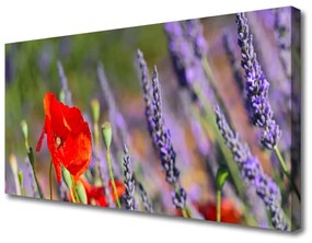 Tablou pe panza canvas Flori Floral Roșu Violet Verde