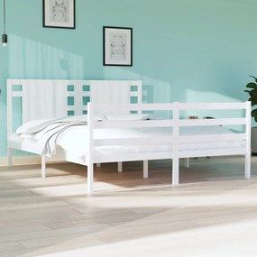 3104264 vidaXL Cadru de pat, alb, 140x190 cm, lemn masiv de pin