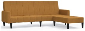 3080578 vidaXL Canapea extensibilă 2 locuri, cu taburet, maro, catifea