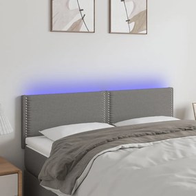 3121471 vidaXL Tăblie de pat cu LED, gri închis, 144x5x78/88 cm, textil
