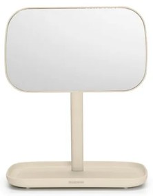 Oglinda cu suport pentru accesorii Brabantia ReNew 1006271, 28.3x20x12.6 cm, Baza antiderapanta, Reglabila la 360°, Bej