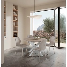 Scaune de dining crem 4 buc. tapițate Ansu – Marckeric