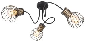 Plafoniera cu 3 spoturi design industrial ARGUSTO negru, auriu