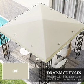 Outsunny Acoperiș pentru Foișor 3x3 m cu 8 Orificii din Țesătură Oxford 600D Cremă | Aosom Romania