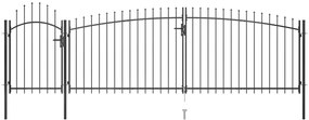 Poarta gard pentru gradina cu varf sulita, negru, 5 x 2 m 5 x 2 m