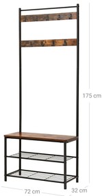 Panou de hol metalic TAYLOR 72x175 cm, negru/maro rustic