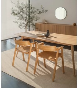 Scaun de dining maro/în culoare naturală cu cotiere din piele Flip – Gazzda