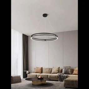 Lustra LED Cu Telecomanda, Elit's, NEGRU, Design Minimalist, lumina/rece/calda/neutra intensitate reglabila, 98w, 40 cm