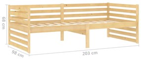 Pat de zi cu sertare, 90x200 cm, lemn masiv de pin Maro