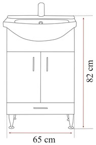 Mobilier complet de baie Bianca Prime 65, culoare stejar sonoma
