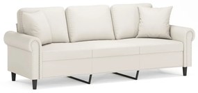 3153180 vidaXL Canapea cu 3 locuri, perne&pernuțe crem 180 cm piele ecologică
