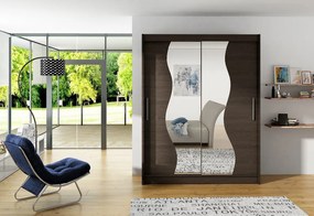Supermobel Dulap dormitor cu uşi glisante BEGA S cu oglindă, 180x215x57, ciocolată