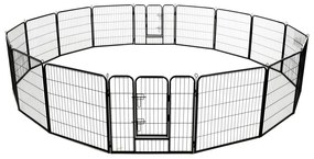 Tarc pentru caini, 16 panouri, otel, 80 x 80 cm, negru 80 x 80 cm, 16 panouri