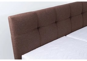 Pat tapițat MARIA 160 x 200 cm cu saltea și spațiu de depozitare, maro