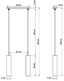 Lustră din beton Sollux Fadre, lungime 34 cm