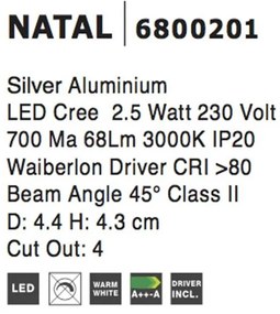 Spot LED incastrabil ideal pentru iluminat scara sau hol Natal argintiu NVL-6800201