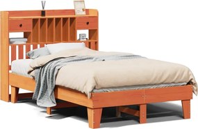 vidaXL Cadru pat fără saltea, maro ceruit, 135x190 cm, lemn masiv pin