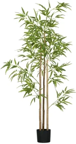 HOMCOM Plantă artificială Bambus arbore artificial înălțime 180 cm cu ghiveci, decor interior, foarte realist | Aosom Romania