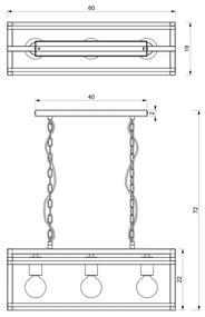 Lustră pe lanț ARNOLD 3xE27/60W/230V neagră