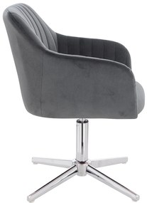 HR190CROSS Scaun Grafit din Catifea cu Bază Cromata