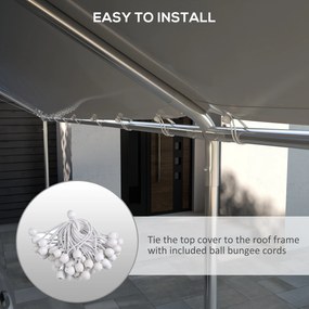 Outsunny Acoperiș pentru Carport 10 x 20 ft, Prelată de Schimb Rezistentă la UV cu Corzi Elastice, Albă | Aosom Romania