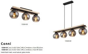 Lustra 4L design industrial CONNI negru, natur