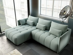Colțar extensibil dumonde cu ladă de depozitare si sezut confortabil din spuma high-density, Malta Enjoy Mint 235x185 cm