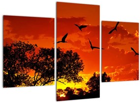 Tablou cu păsări în apus de soare (90x60 cm)