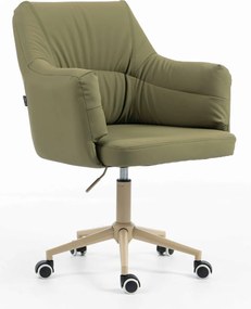 HR840K Scaun Khaki Piele Ecologica Premium Soft cu Bază Crem