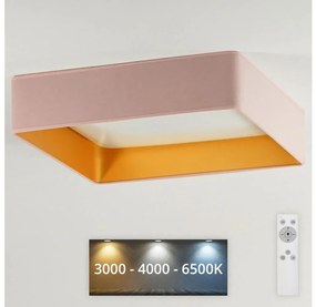 Brilagi - Corp de iluminat LED reglabil VELVET SQUARE, 24W/230V, cu telecomandă, roz
