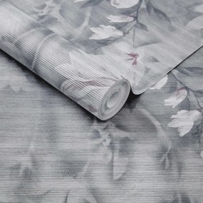 Tapet Trailing Magnolia, Mist Grey Luxury Floral Paperweave, 1838 Wallcoverings, 5.2mp / rola