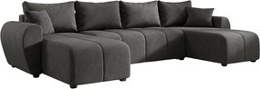 Coltar extensibil in forma de U SEVIO, gri inchis, 311x145 cm + 2 perne GRATUIT