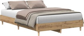 vidaXL Cadru pat fără saltea Stejar Artisan 135x190 cm Lemn prelucrat