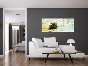 Tablou - cu multe păsări pictate (120x50 cm)