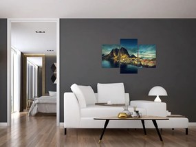 Tablou cu sat de pescari din Norvegia (90x60 cm)