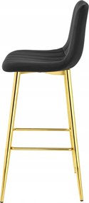 Scaun de bar POZZA VELVET cu picioare aurii, neagra