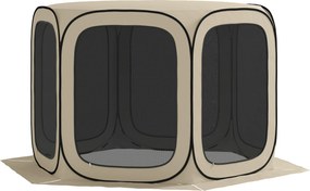 Outsunny cort pop-up pentru camping, portabil, protecție UPF50+, laterale cu plasă, sârmă de oțel, Khaki | Aosom Romania