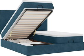 vidaXL Cadru pat otoman cu saltele Albastru închis 180x200cm catifea