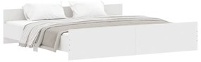 3203733 vidaXL Cadru de pat cu tăblie de cap și picioare, alb, 200x200 cm