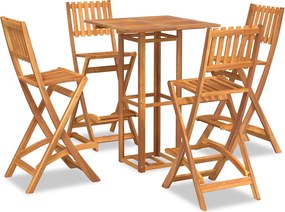 vidaXL Set de bar de exterior, 5 piese, lemn masiv de acacia