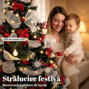 HOMCOM Brad de Crăciun 180 cm cu 200 LED, Telecomandă, 8 Moduri, 800 Crenguțe | Aosom Romania