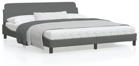 373226 vidaXL Cadru de pat cu tăblie, gri închis, 180x200 cm, textil