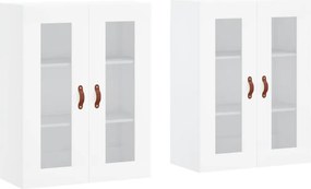 vidaXL Dulapuri montate pe perete, 2 buc, alb, lemn prelucrat